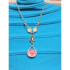 Lia Sophia Earthtone Single Strand 19 Inch Necklace Large Round Statement Stones